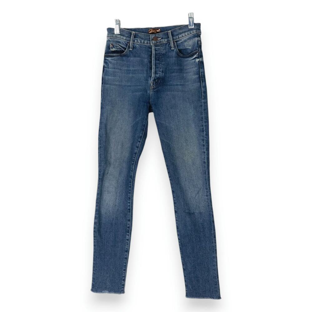 Mother Stunner Ankle Fray Denim Jeans High Rise Button Fly Raw Hem Old Money 24 - Picture 3 of 13